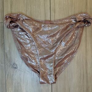 SKIMS Liquid Shine Twist Bikini Bottoms Cinnamon Bronze XS NWT Tie Side